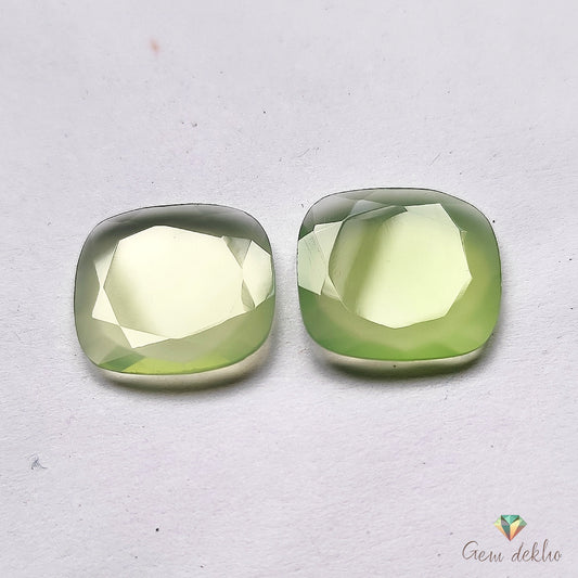Parrot Green Onyx Cushion Cut Pair 18×19MM 19.5 Cts.