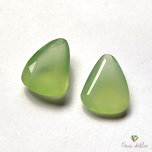 Parrot Green Onyx Cut Pair 18×14MM 19.25 Cts.