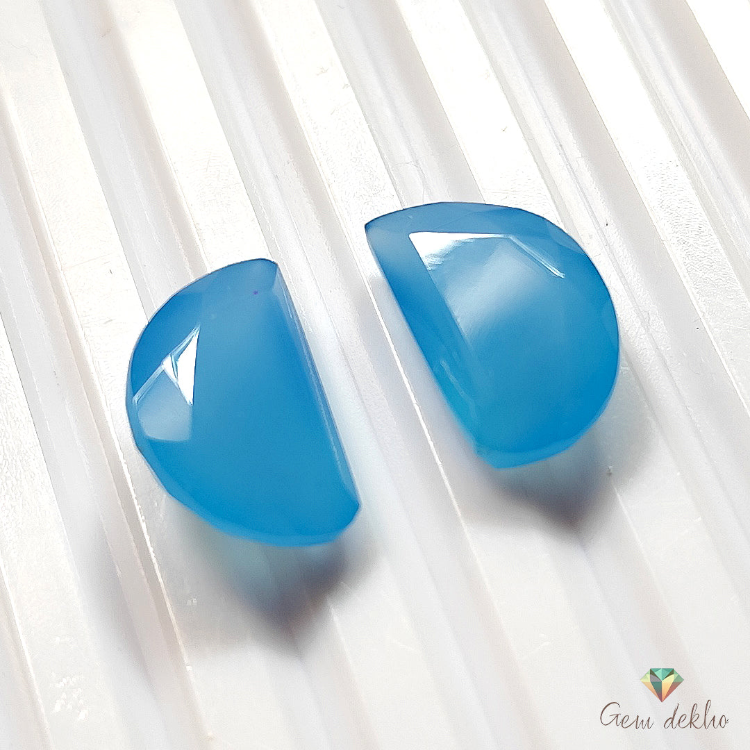 Sky Blue Onyx Cut Pair 16×10MM 13.65 Cts.