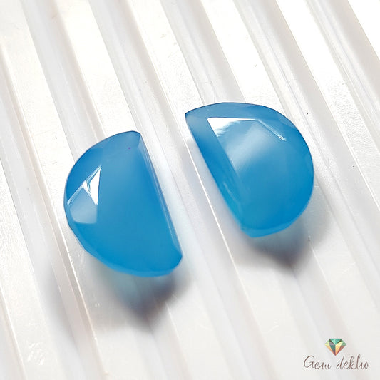 Sky Blue Onyx Cut Pair 16×10MM 13.65 Cts.