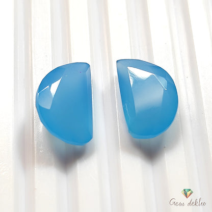 Sky Blue Onyx Cut Pair 16×10MM 13.65 Cts.