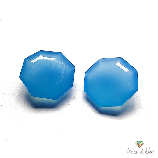 Sky Blue Onyx Octagon Cut Pair 15MM 18 Cts.