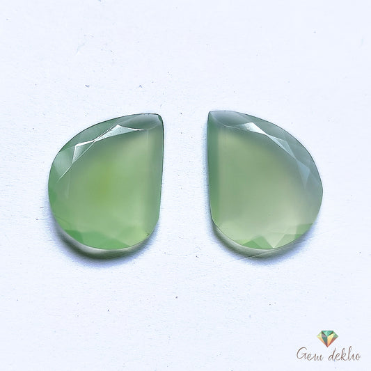 Parrot Green Onyx Cut Pair 21×15MM 15.5 Cts.