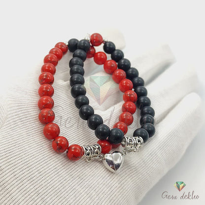 Heart Magnetic Couple Synthetic Charm Bracelets