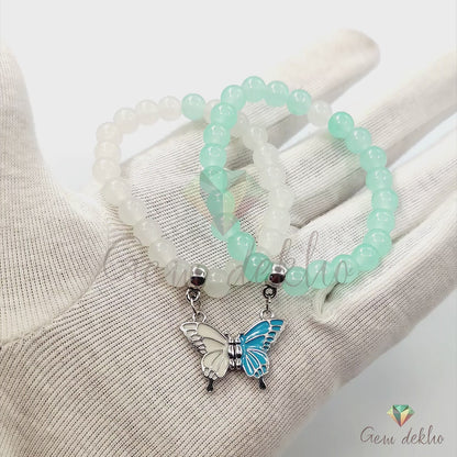 Butterfly Charm Magnetic Couples Bracelet