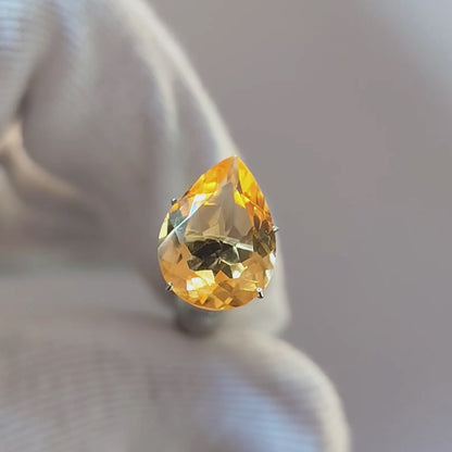 Citrine Pear Faceted Cut Stone 16×12MM 7.10 Cts.