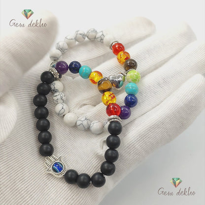 7 Chakra Heart Magnetic Couple Bracelets