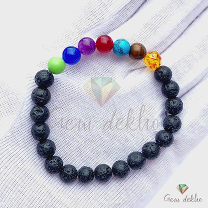 7 Chakra Lava Beads Synthetic Bracelet