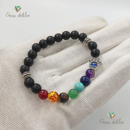 7 Chakra Healing Crystals Bracelet with Orgone Pendant – Adjustable Bead Bracelet for Yoga, Meditation & Energy Balance