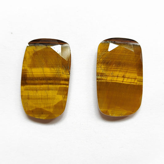 Tiger Eye Rectangle Cut Pair 22×13MM 22.25 Cts.